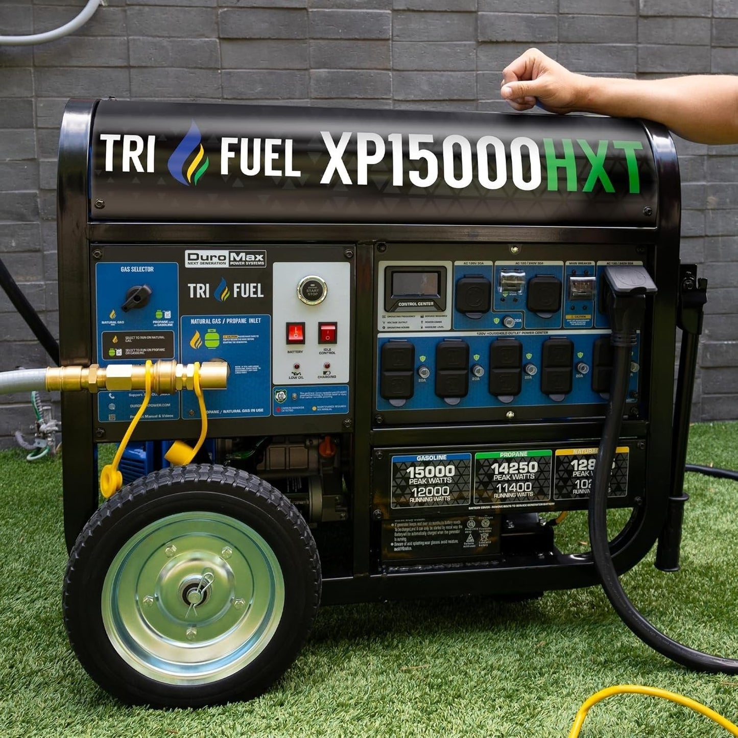 DuroMax 15,000-Watt Tri-Fuel Portable Generator XP15000HXT